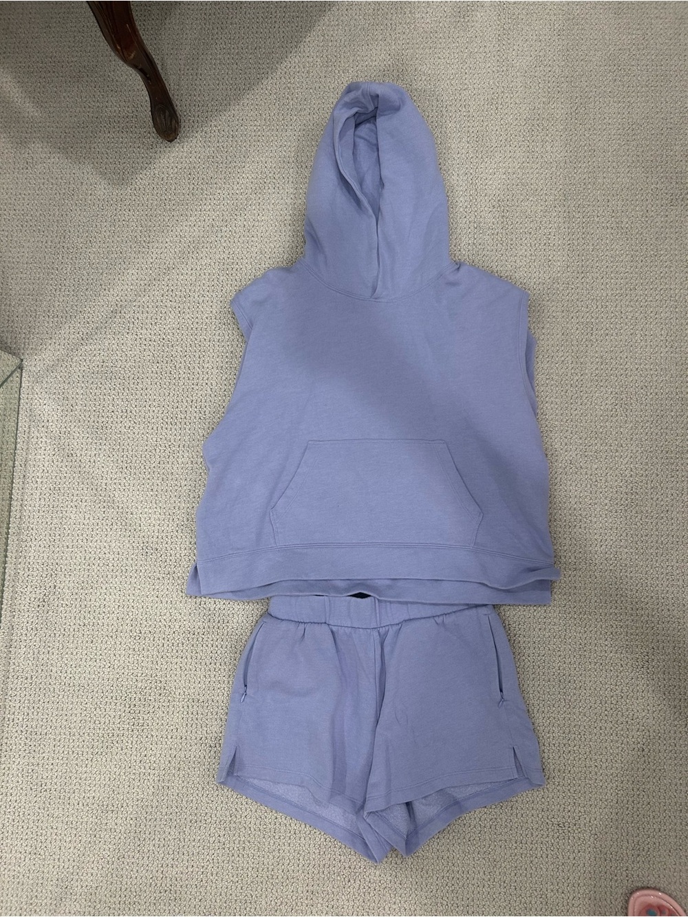 Sleeveless Hoodie & Shorts Set in Lilac
